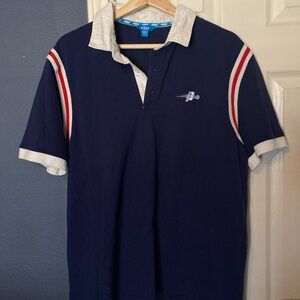 Navy Pickleball Shirt with White and Red Accents